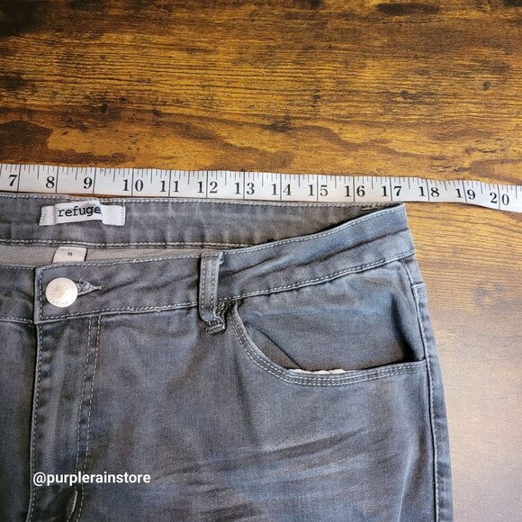 Refugee Jeans Size 18 Skinny High Rise Charcoal Wash Stretch Denim Raw Hem - Picture 5 of 10